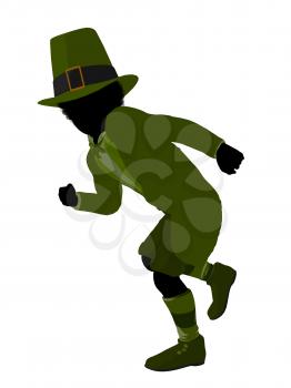 Royalty Free Clipart Image of a Leprechaun Girl Silhouette