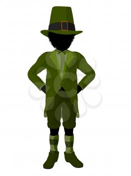 Royalty Free Clipart Image of a Leprechaun Girl Silhouette