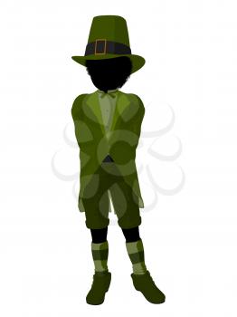 Royalty Free Clipart Image of a Leprechaun Girl Silhouette