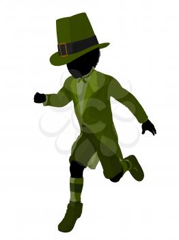 Royalty Free Clipart Image of a Leprechaun Girl Silhouette