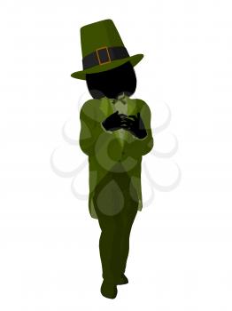 Royalty Free Clipart Image of a Leprechaun Girl Silhouette