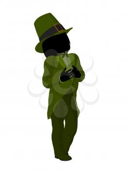 Royalty Free Clipart Image of a Leprechaun Girl Silhouette