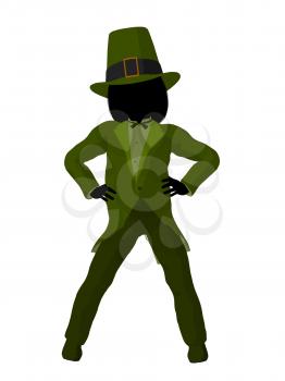 Royalty Free Clipart Image of a Leprechaun Girl Silhouette