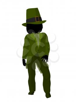 Royalty Free Clipart Image of a Leprechaun Girl Silhouette