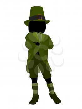 Royalty Free Clipart Image of a Leprechaun Girl Silhouette