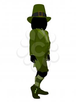 Royalty Free Clipart Image of a Leprechaun Girl Silhouette