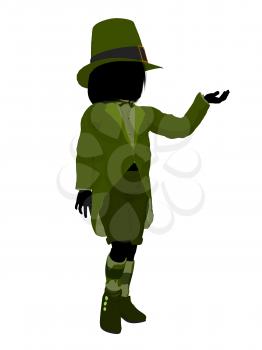 Royalty Free Clipart Image of a Leprechaun Girl Silhouette