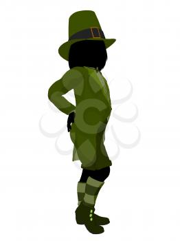 Royalty Free Clipart Image of a Leprechaun Girl Silhouette