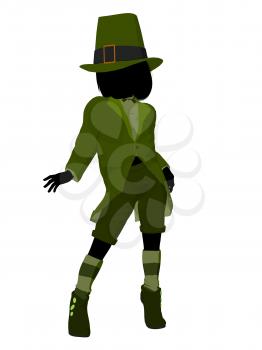 Royalty Free Clipart Image of a Leprechaun Girl Silhouette