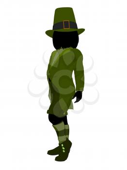 Royalty Free Clipart Image of a Leprechaun Girl Silhouette