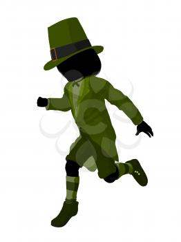 Royalty Free Clipart Image of a Leprechaun Girl Silhouette