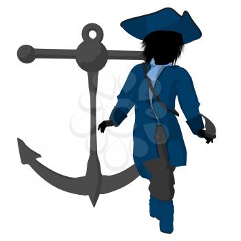 Royalty Free Clipart Image of a Little Pirate With an Anchor