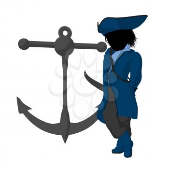 Royalty Free Clipart Image of a Little Pirate With an Anchor