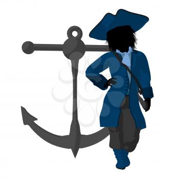 Royalty Free Clipart Image of a Little Pirate With an Anchor