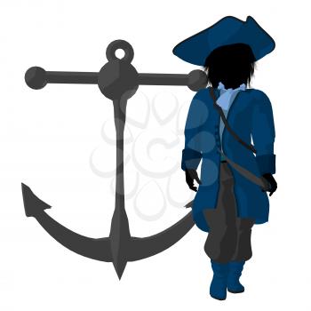 Royalty Free Clipart Image of a Little Pirate With an Anchor