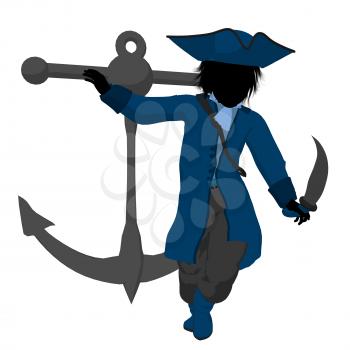 Royalty Free Clipart Image of a Little Pirate With an Anchor