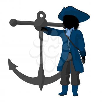 Royalty Free Clipart Image of a Little Pirate With an Anchor