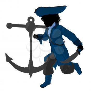 Royalty Free Clipart Image of a Little Pirate With an Anchor