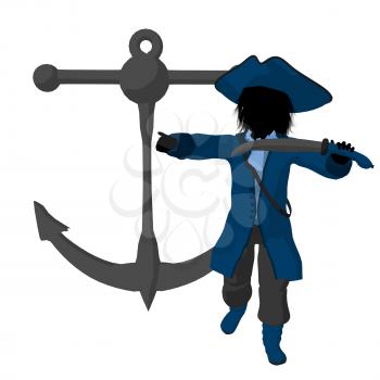 Royalty Free Clipart Image of a Little Pirate With an Anchor