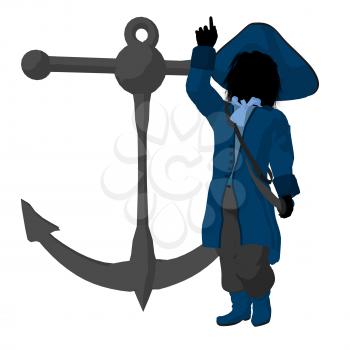 Royalty Free Clipart Image of a Little Pirate With an Anchor