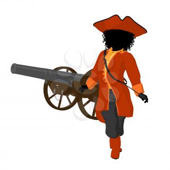 Royalty Free Clipart Image of a Girl Pirate With a Cannon