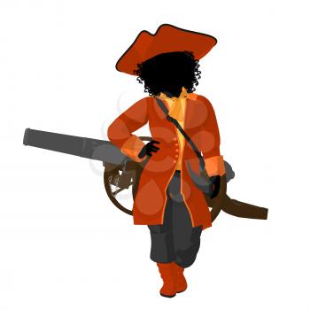 Royalty Free Clipart Image of a Girl Pirate With a Cannon