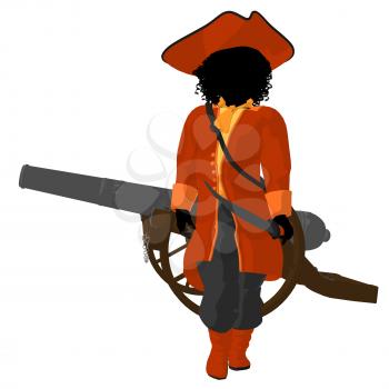 Royalty Free Clipart Image of a Girl Pirate With a Cannon