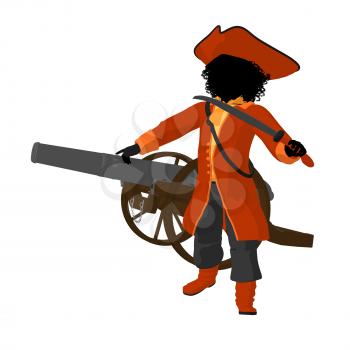 Royalty Free Clipart Image of a Girl Pirate With a Cannon