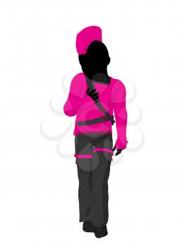 Royalty Free Clipart Image of a Punk Girl in Pink