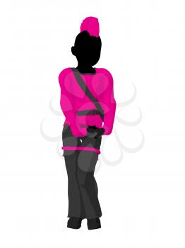 Royalty Free Clipart Image of a Punk Girl in Pink