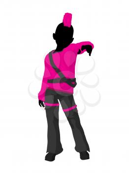 Royalty Free Clipart Image of a Punk Girl in Pink