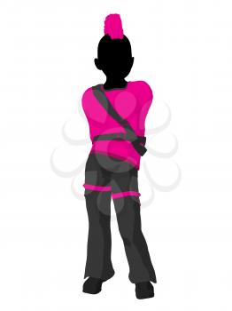 Royalty Free Clipart Image of a Punk Girl in Pink