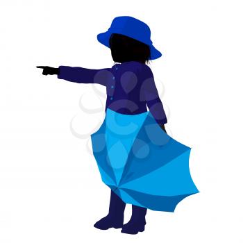 Royalty Free Clipart Image of a Child With an Umbrella