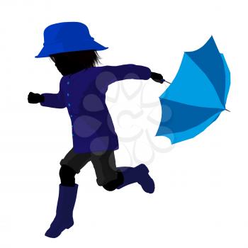 Royalty Free Clipart Image of a Child With an Umbrella