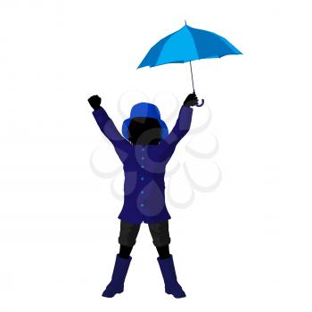 Royalty Free Clipart Image of a Child With an Umbrella