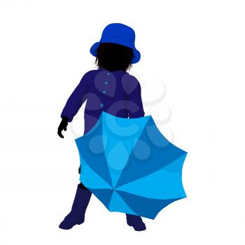 Royalty Free Clipart Image of a Child With an Umbrella