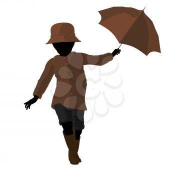 Royalty Free Clipart Image of a Child With an Umbrella