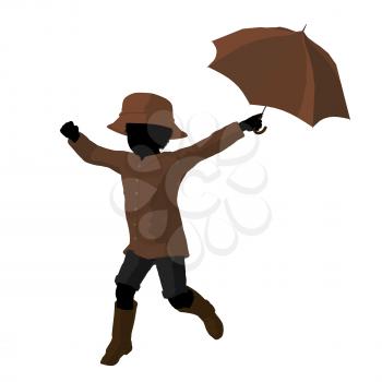 Royalty Free Clipart Image of a Child With an Umbrella