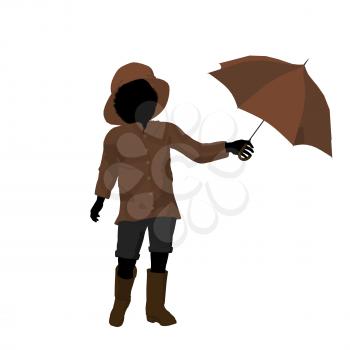 Royalty Free Clipart Image of a Child With an Umbrella