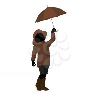 Royalty Free Clipart Image of a Child With an Umbrella