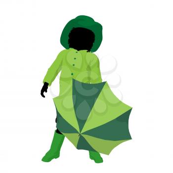 Royalty Free Clipart Image of a Girl With an Umbrella