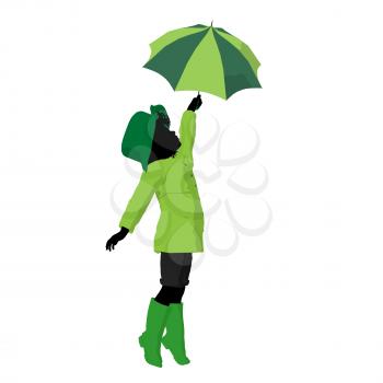 Royalty Free Clipart Image of a Girl With an Umbrella