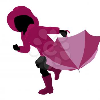 Royalty Free Clipart Image of a Girl With an Umbrella