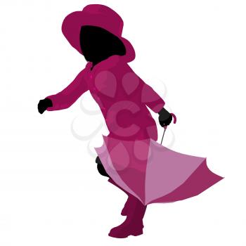 Royalty Free Clipart Image of a Girl With an Umbrella