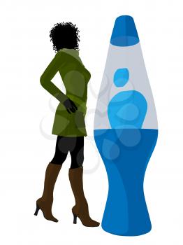 Royalty Free Clipart Image of a Woman With a Lava Lamp