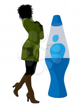 Royalty Free Clipart Image of a Woman With a Lava Lamp