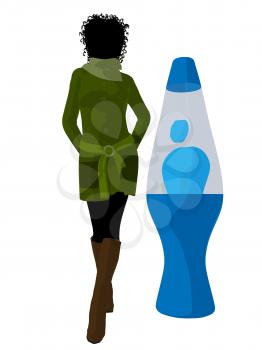 Royalty Free Clipart Image of a Woman With a Lava Lamp