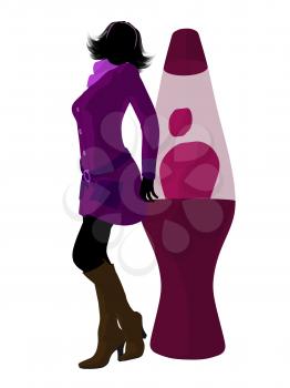 Royalty Free Clipart Image of a Woman and a Lava Lamp