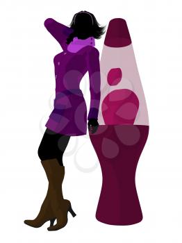 Royalty Free Clipart Image of a Woman and a Lava Lamp