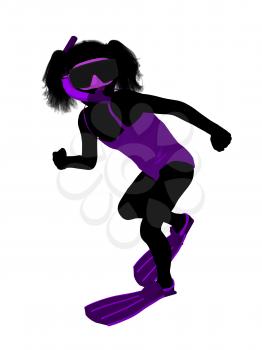 Royalty Free Clipart Image of a Girl Going Snorkelling